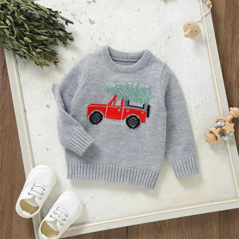 Toddler Baby Christmas Sweater – Unisex Knitted Long Sleeve Crewneck Pullover (6M–3T)