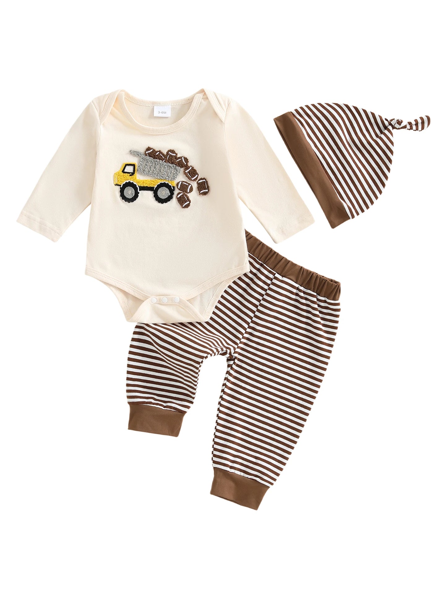 Toddler Boy Winter Outfit – Football Print Hooded Jacket with Striped Pants and Hat