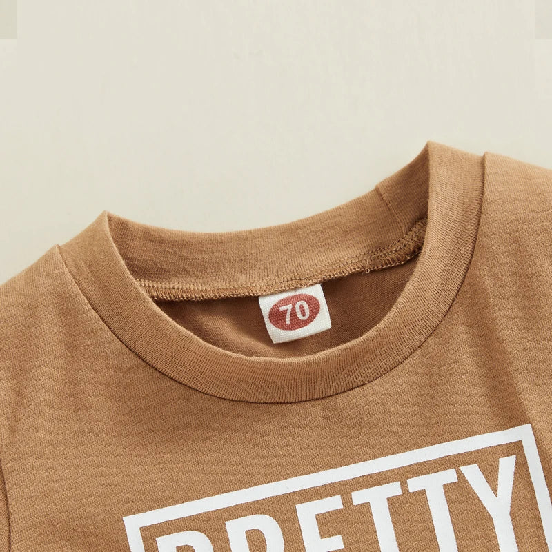 Summer Toddler Boy Shorts Set – Short Sleeve Letter Print T-Shirt & Elastic Waist Shorts Outfit