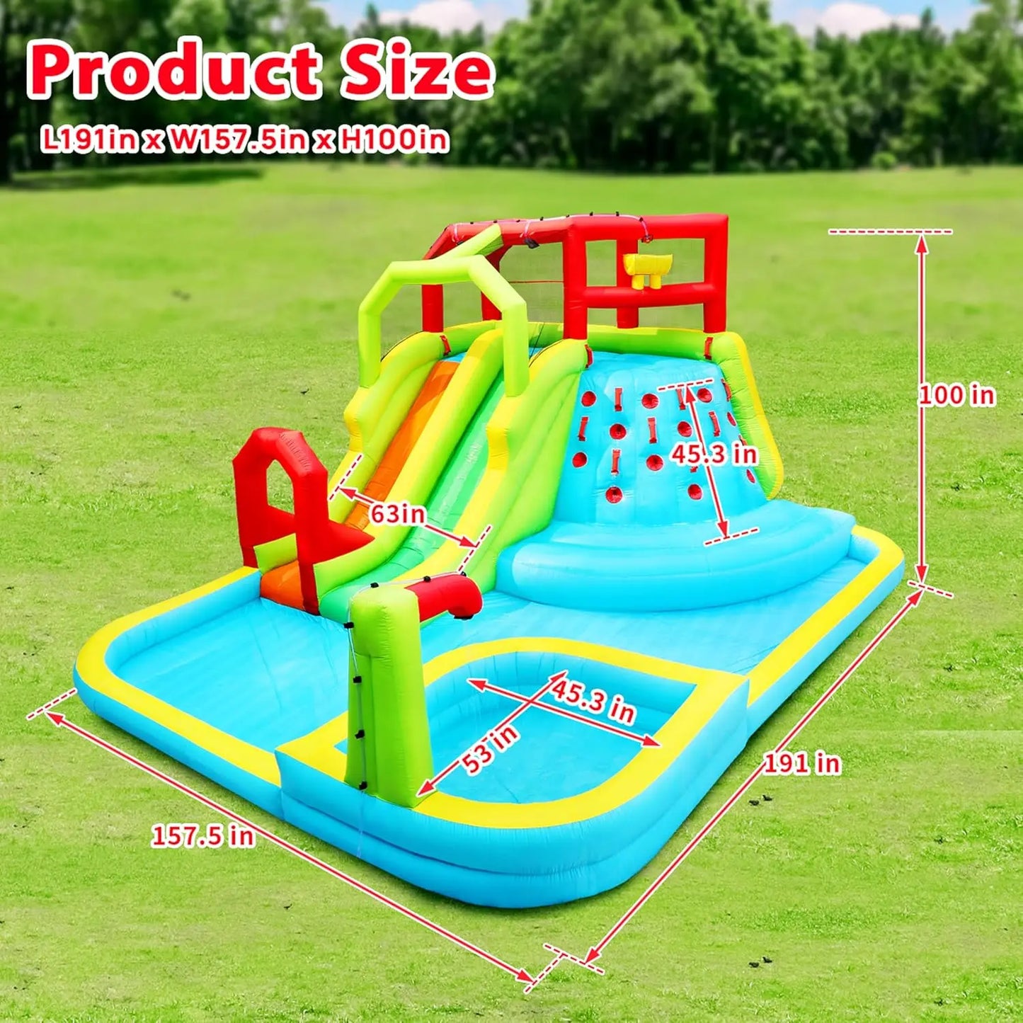 Inflatable Bounce House Water Park with Slide, Pool, Water Guns & Balls for Outdoor Fun