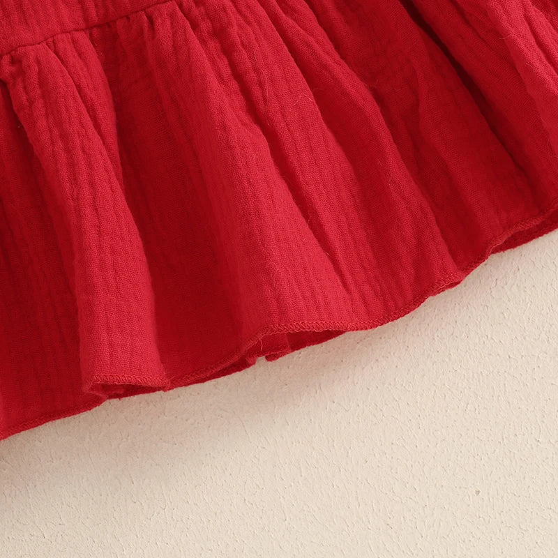 Girls 4th of July Smocked Dress – Sleeveless Tie Shoulder Toddler A-Line Patriotic Outfit