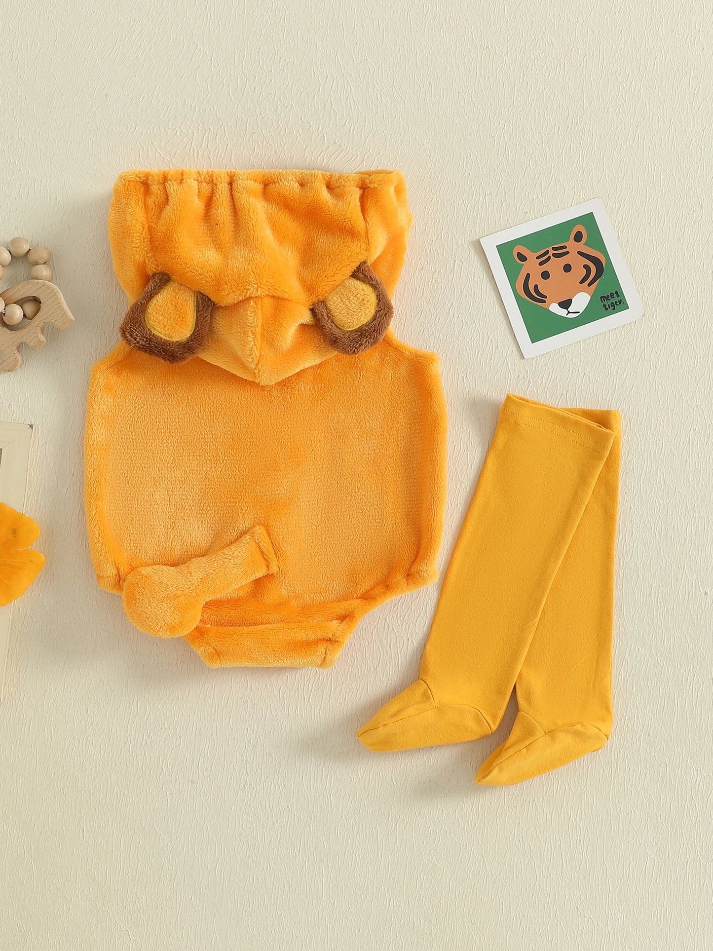 Toddler Lion Halloween Costume – Soft Fleece Hooded Jumpsuit with Socks for Kids