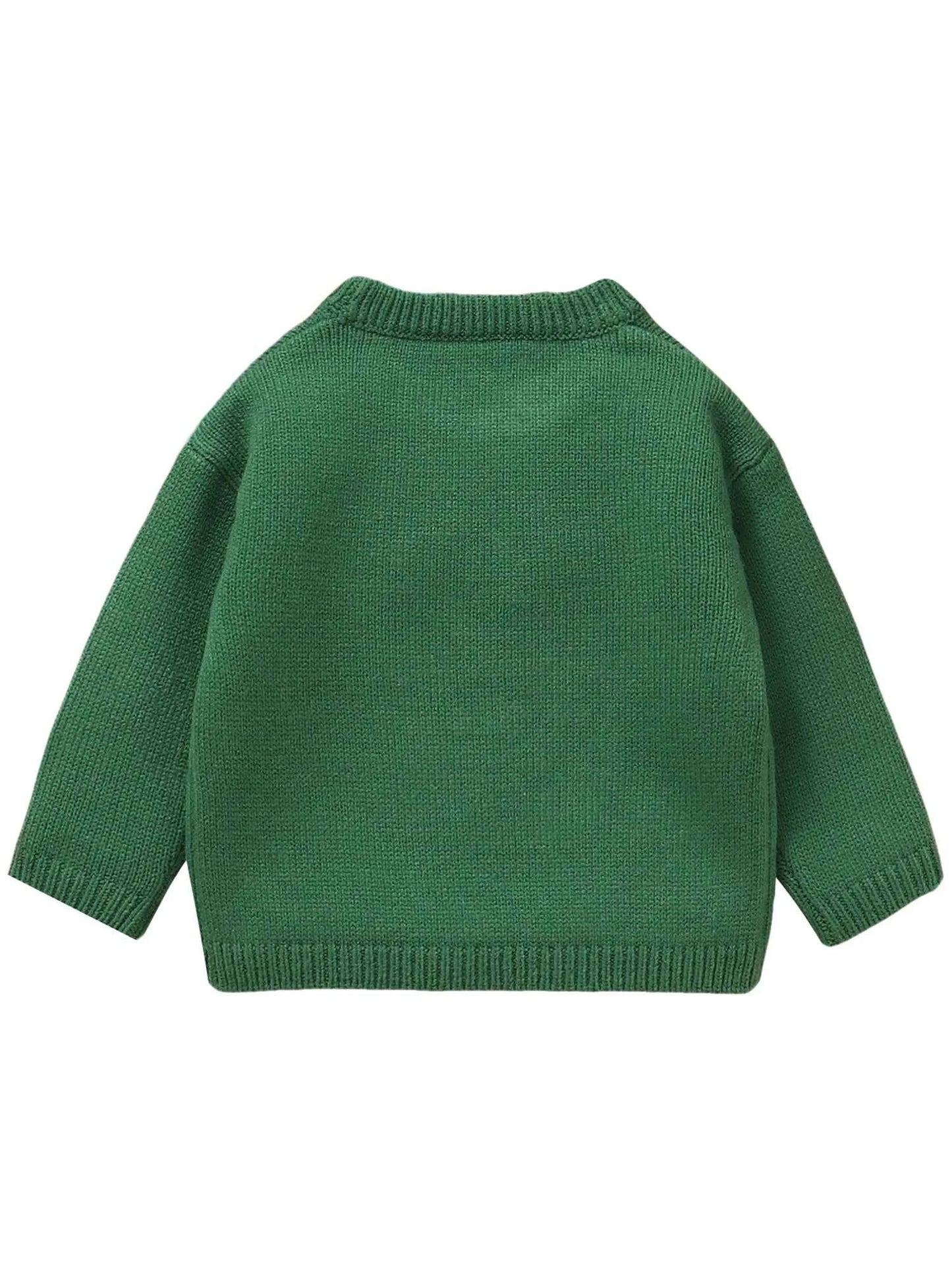 Kids Christmas Sweater – Long Sleeve Crew Neck Santa Claus & Elk Winter Sweater