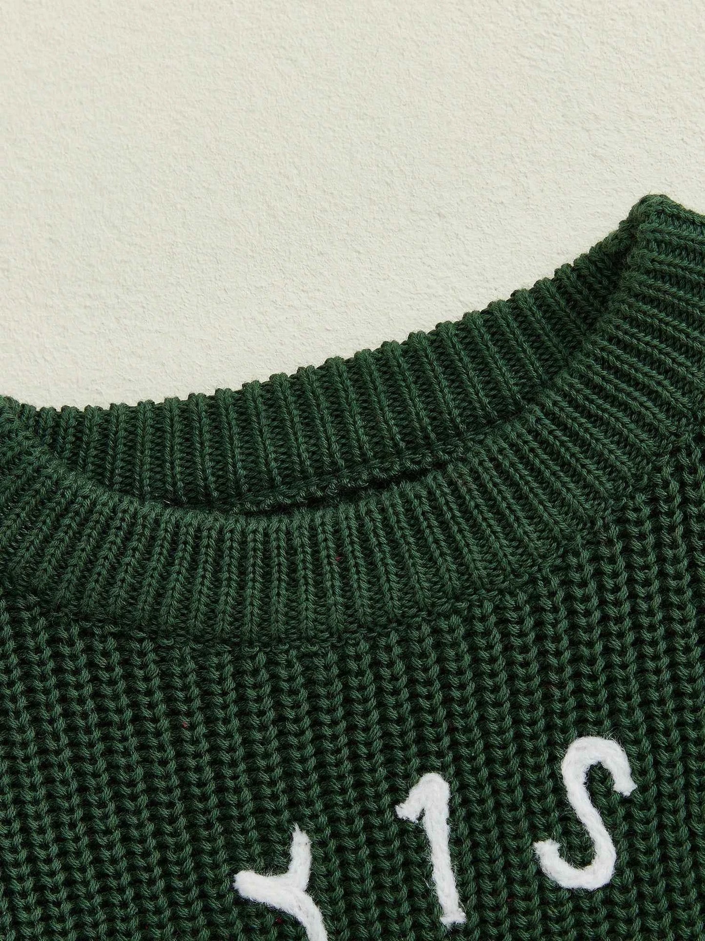 Toddler Baby Christmas Sweater – Long Sleeve Round Neck Letter & Tree Embroidered Top