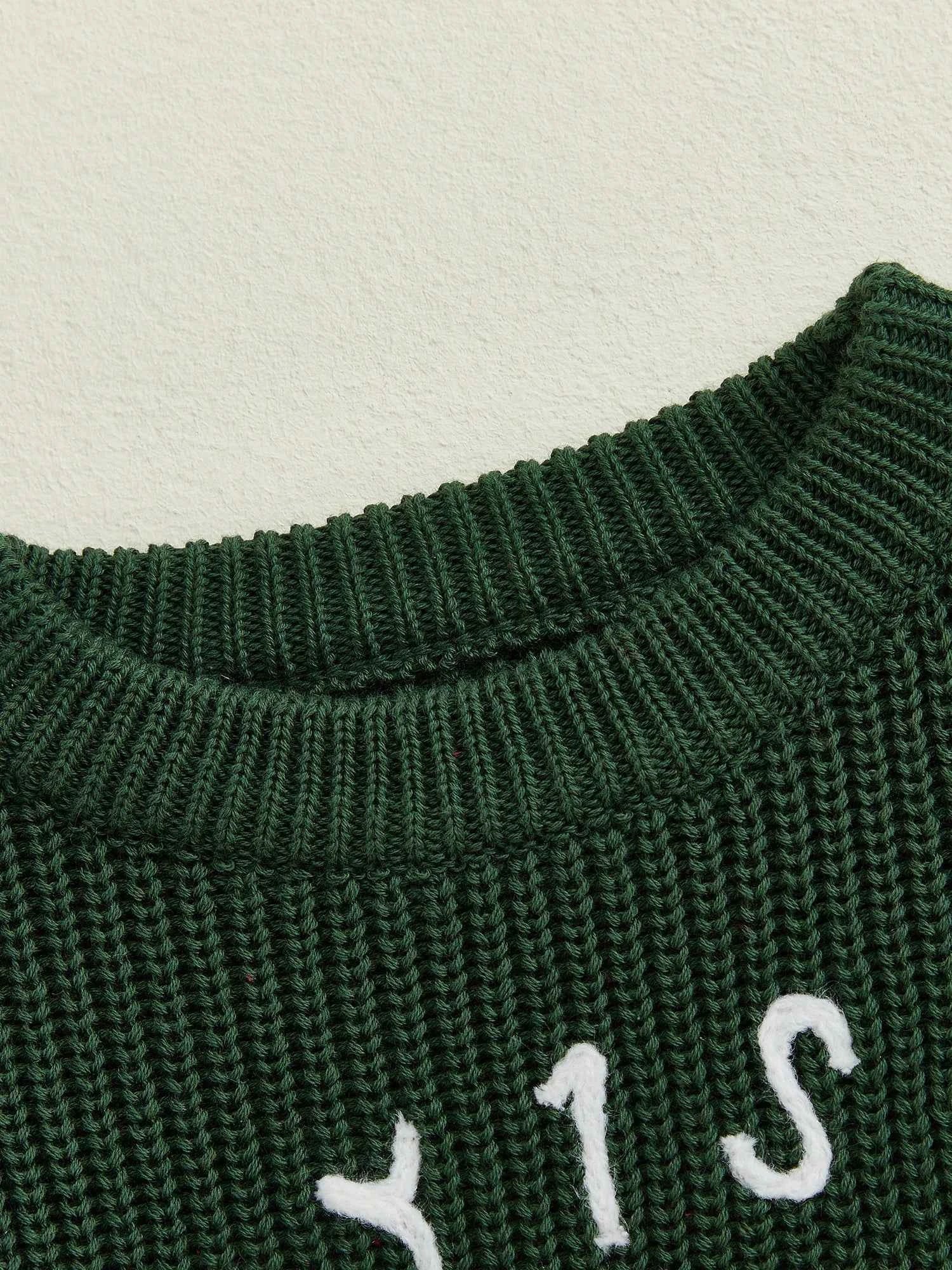 Toddler Baby Christmas Sweater – Long Sleeve Round Neck Letter & Tree Embroidered Top