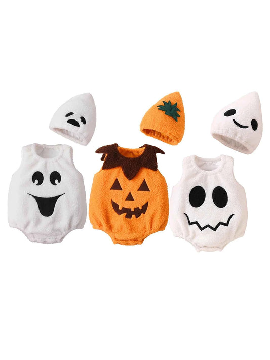 Pumpkin Spider Halloween Costume Jumpsuit with Headband – Infant & Toddler Outfit