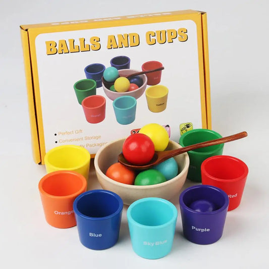 Wooden Color Sorting Toy for Toddlers – Early Learning Game with 7 Balls and 7 Cups