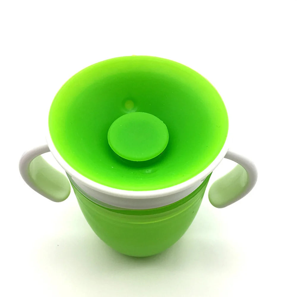360° Rotatable Baby Drinking Cup – Leakproof Silicone Bottle with Double Handles & Flip Lid