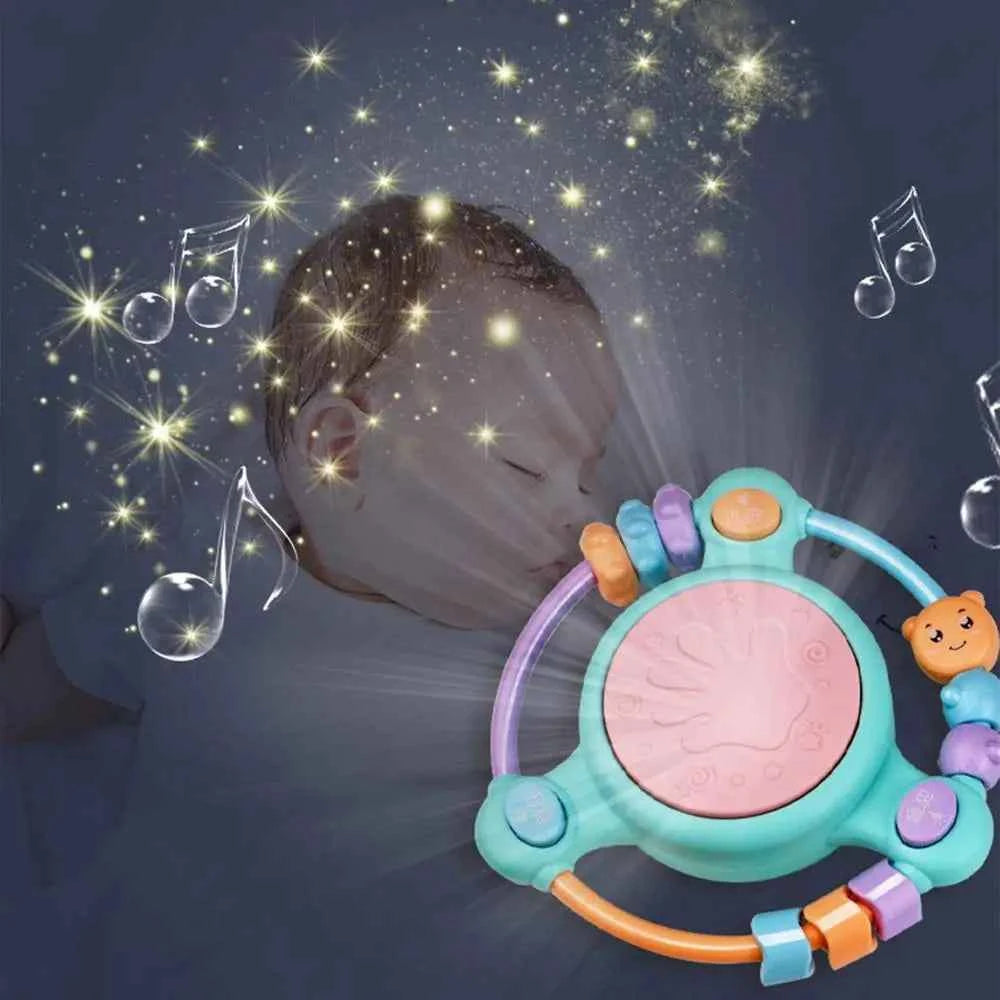 Hand Drum Beaded Rattle Shaker – Light-Up Sensory Educational Toy for Early Learning