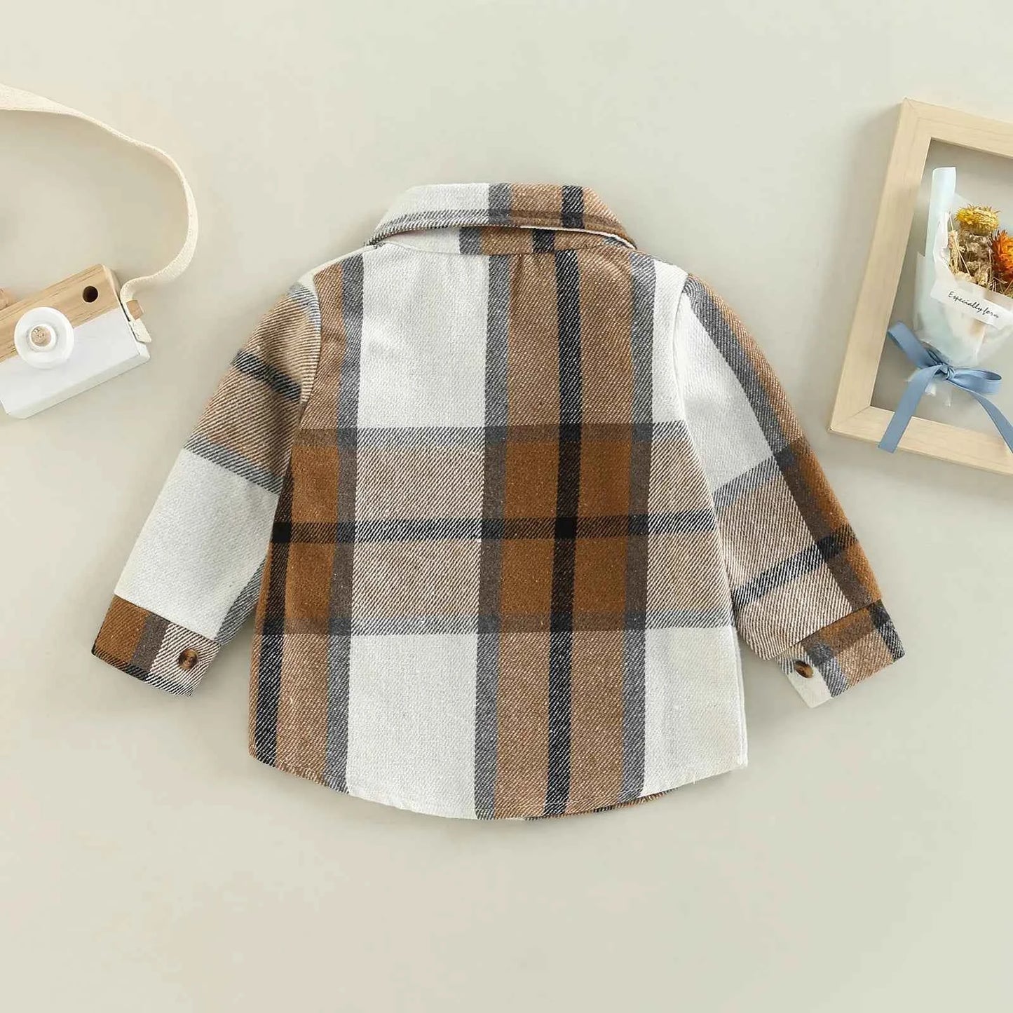 Baby Plaid Shirt Jacket – Casual Long Sleeve Button-Up Coat for Boys and Girls (0–4 Years)