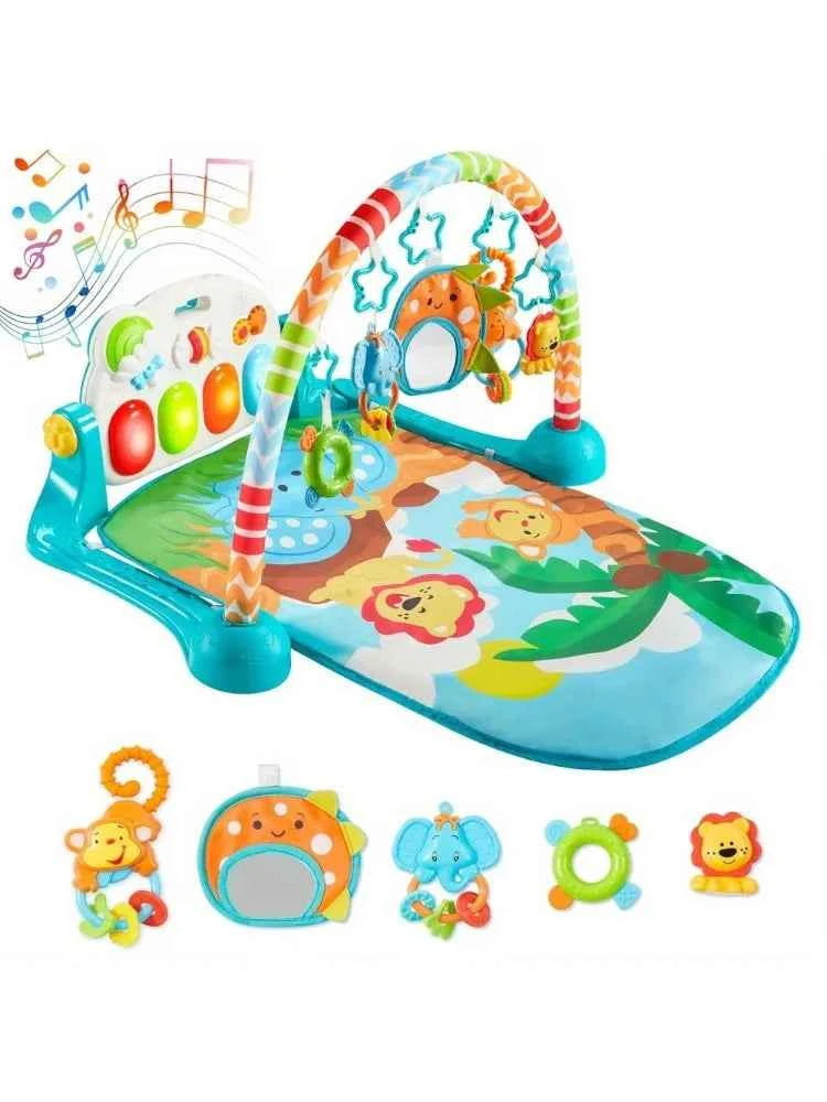 Baby Tummy Time Play Mat with Piano & Toys – Musical Activity Gym for Infants 0–12 Months