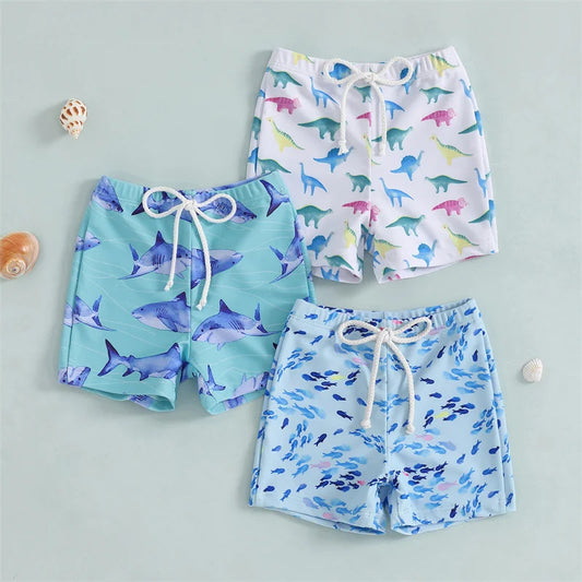 Baby Boys Cartoon Dinosaur/Shark Print Swim Trunks (6M-4T)