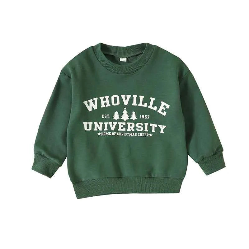 Toddler Christmas T-Shirt – Letter Print Long Sleeve Pullover Sweatshirt