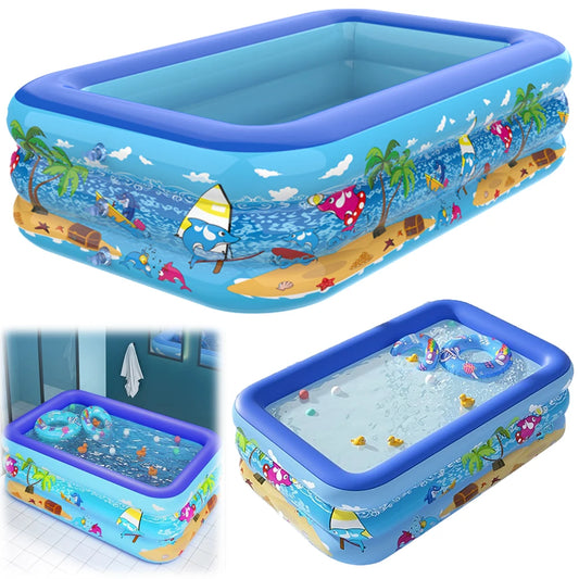 Inflatable Cartoon PVC Swimming Pool – Thickened Framed Kids Pool for Indoor & Outdoor Use