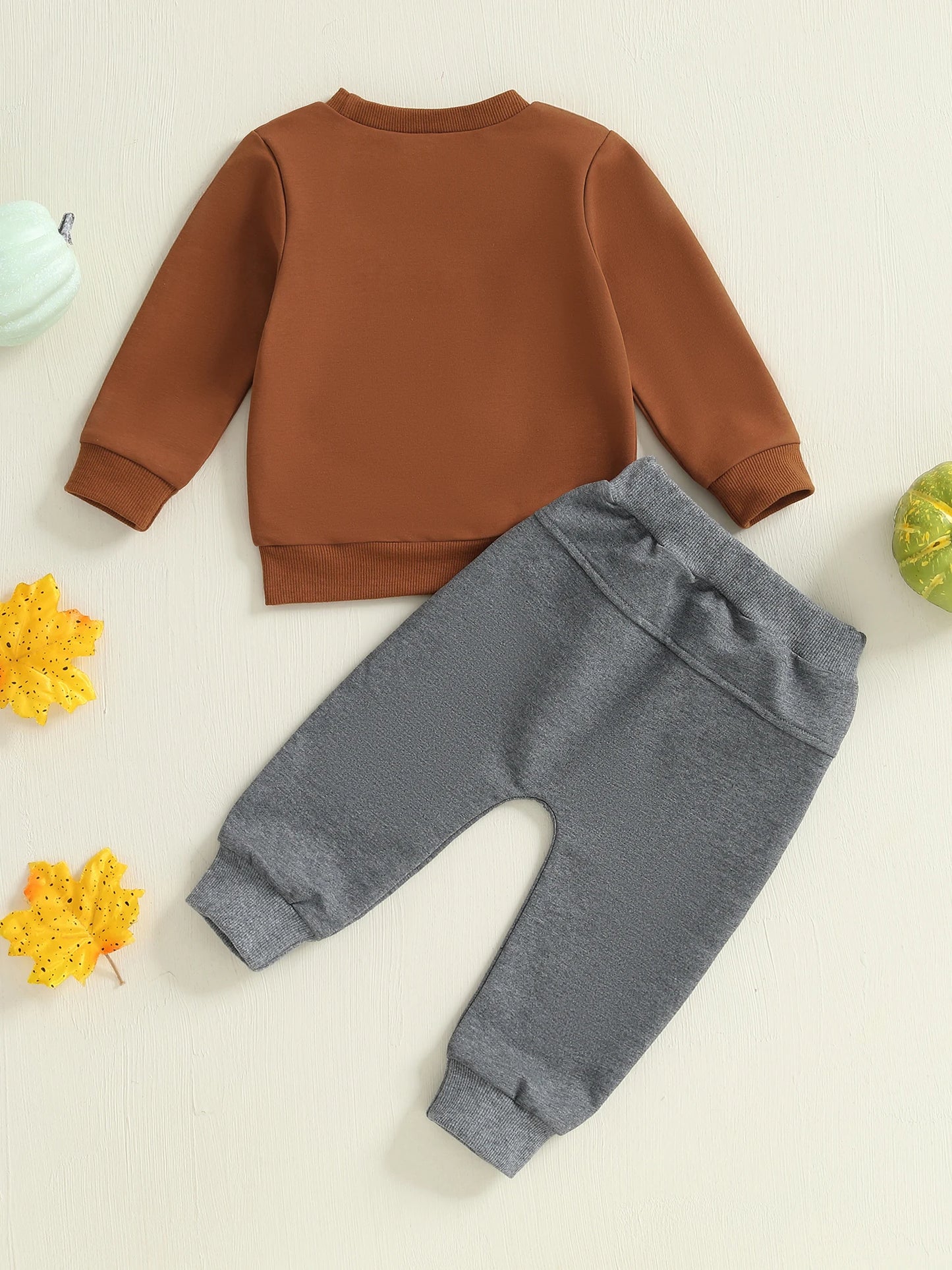 Baby Girl Fall Outfit – 2-Piece Pumpkin Print Top and Sweatpants Set – Cozy Autumn Clothes