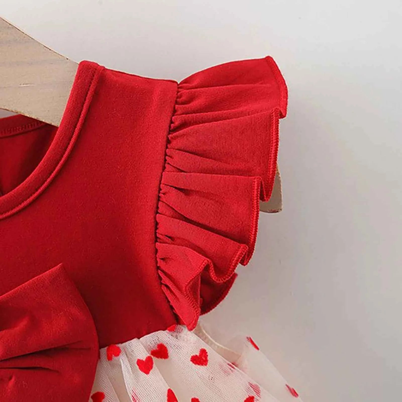 Toddler & Infant Girls Floral Princess Dress – Fly Sleeve Ruffled Bowknot Ribbed Dress