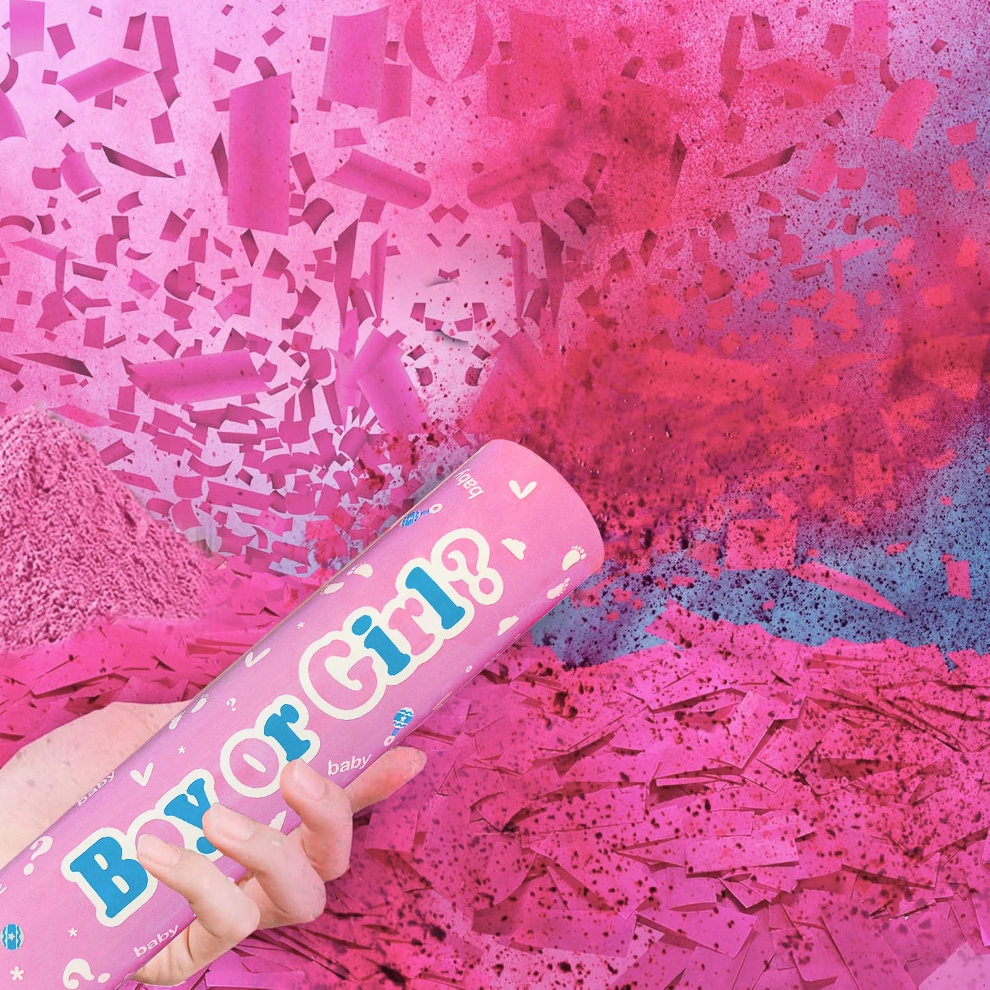 Gender Reveal Confetti & Powder Cannon Set – 4-Piece Handheld Pink or Blue Smoke Bombs Party Décor