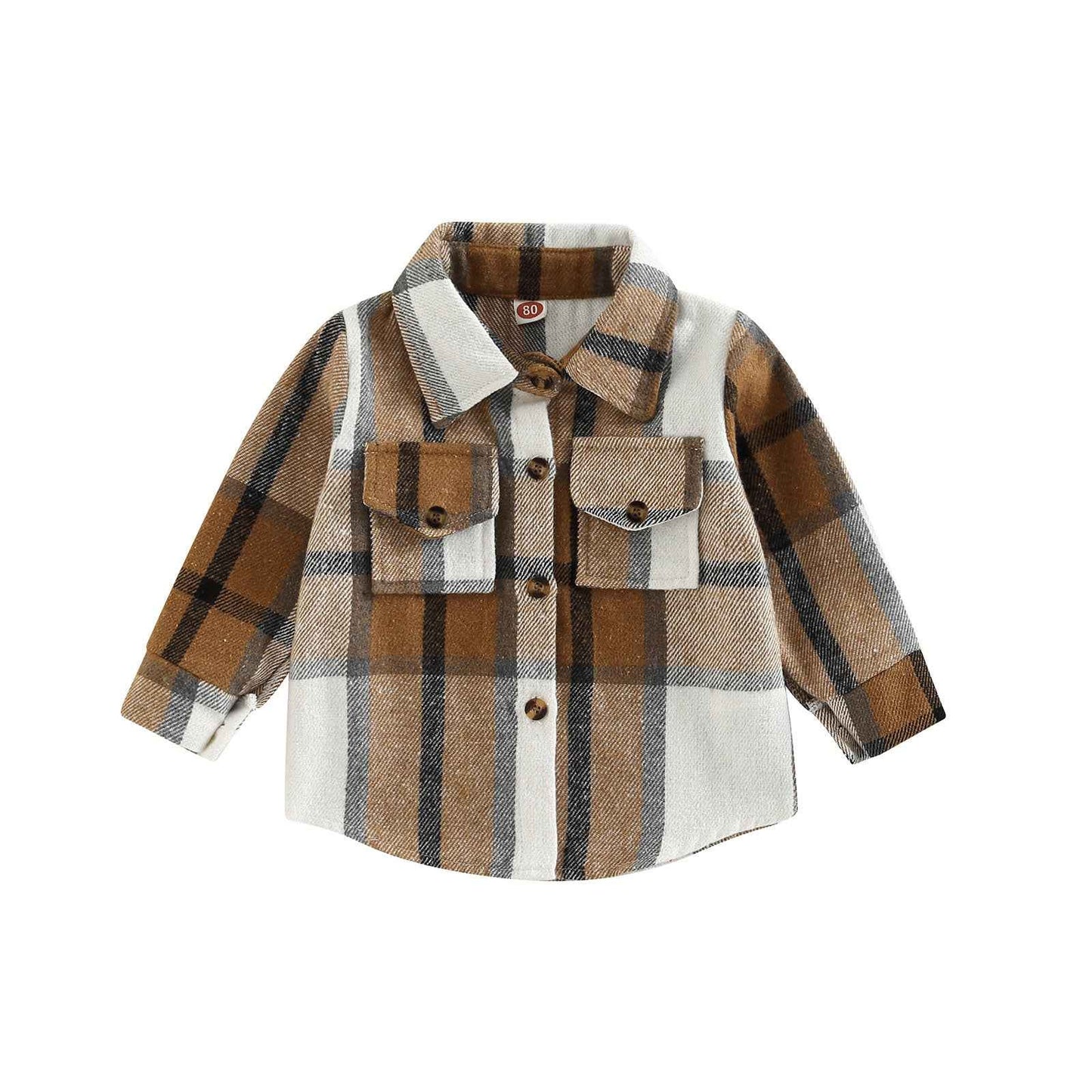 Baby Plaid Shirt Jacket – Casual Long Sleeve Button-Up Coat for Boys and Girls (0–4 Years)