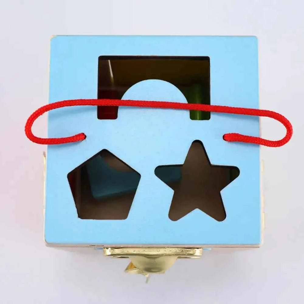 Wooden Geometry Lock Box Toy – Sensory Learning Activity Cube for Toddlers