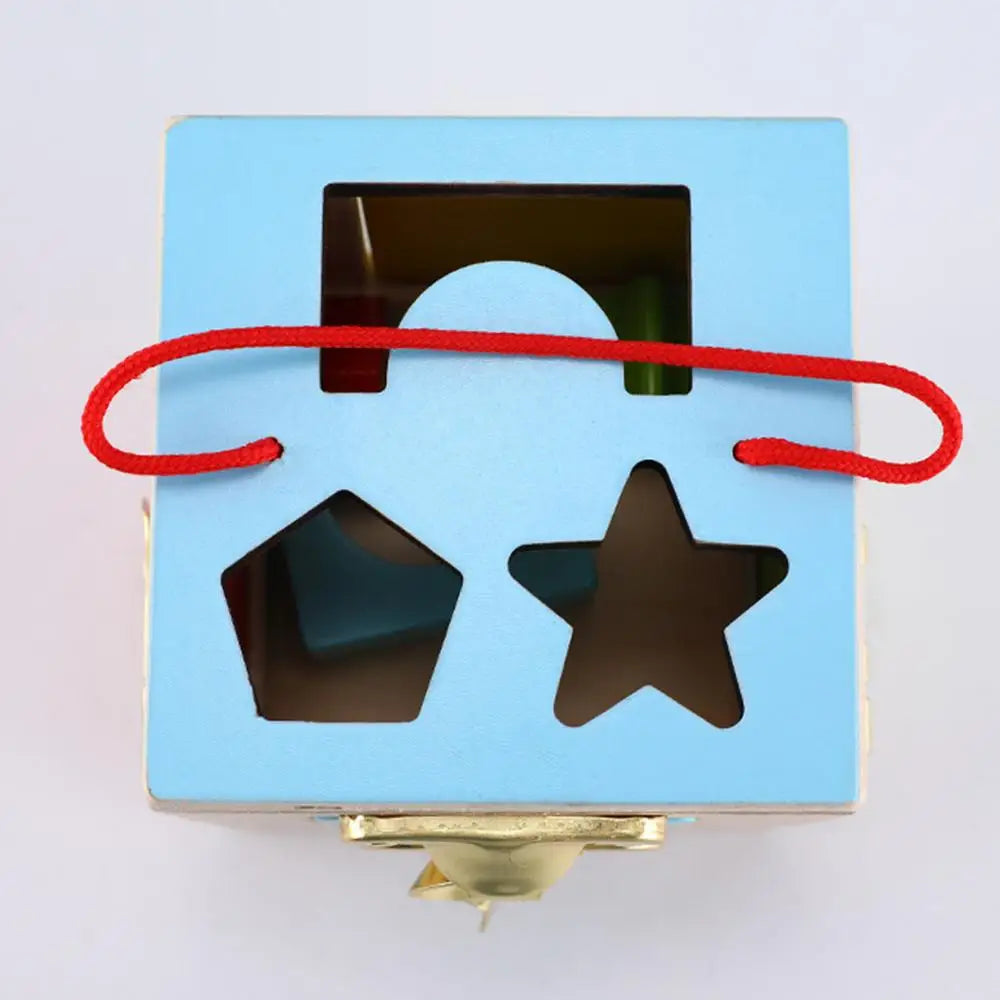 Wooden Geometry Lock Box Toy – Sensory Learning Activity Cube for Toddlers