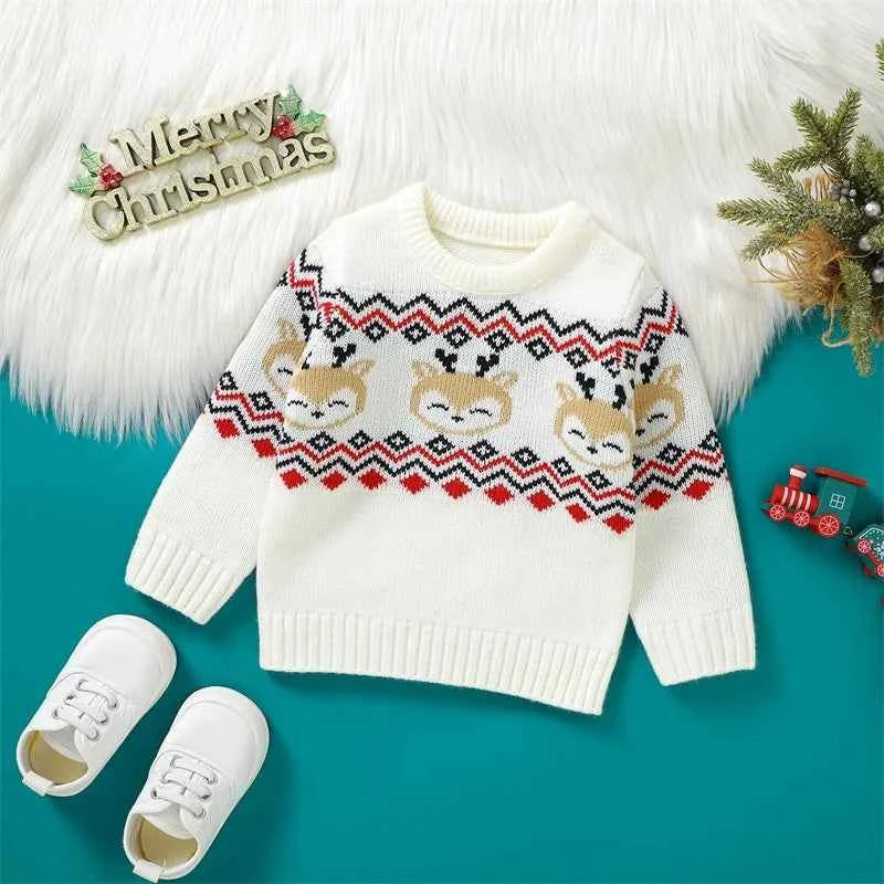 Toddler Baby Christmas Sweater – Unisex Knitted Long Sleeve Crewneck Pullover (6M–3T)