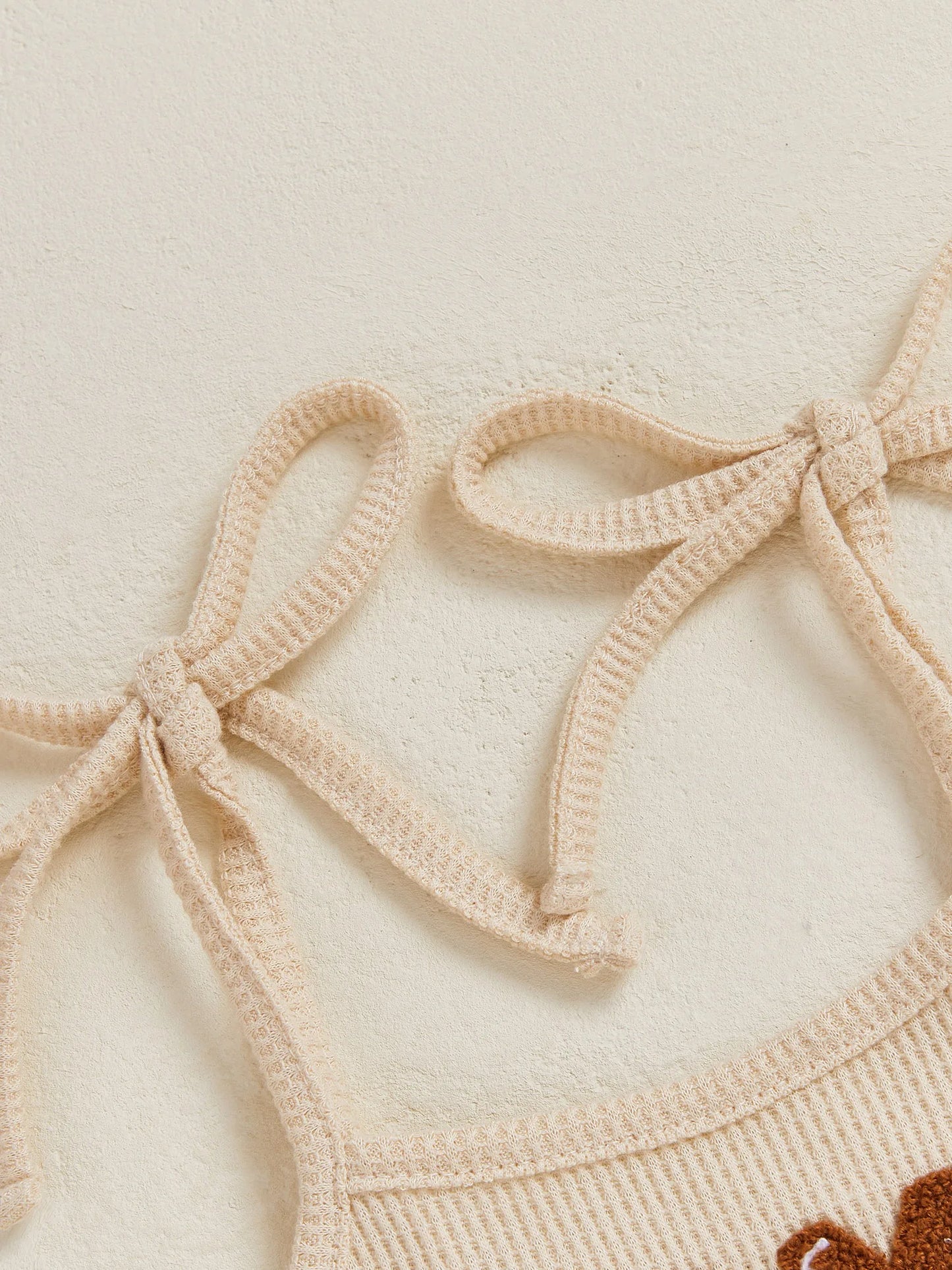 Baby Bell Bottom Jumpsuit – Sleeveless Tie-Up Strap Overalls with Letter Embroidery "Game Day" Print