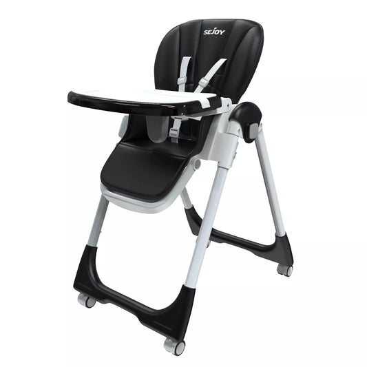 Convertible Baby High Chair – Folding Infant Toddler Seat with Removable Double Tray & Adjustable Recline