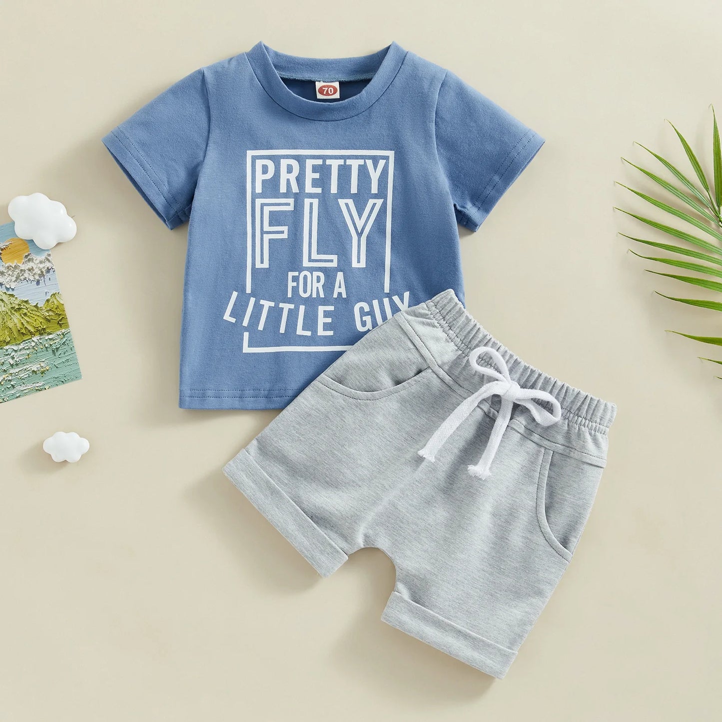 Summer Toddler Boy Shorts Set – Short Sleeve Letter Print T-Shirt & Elastic Waist Shorts Outfit
