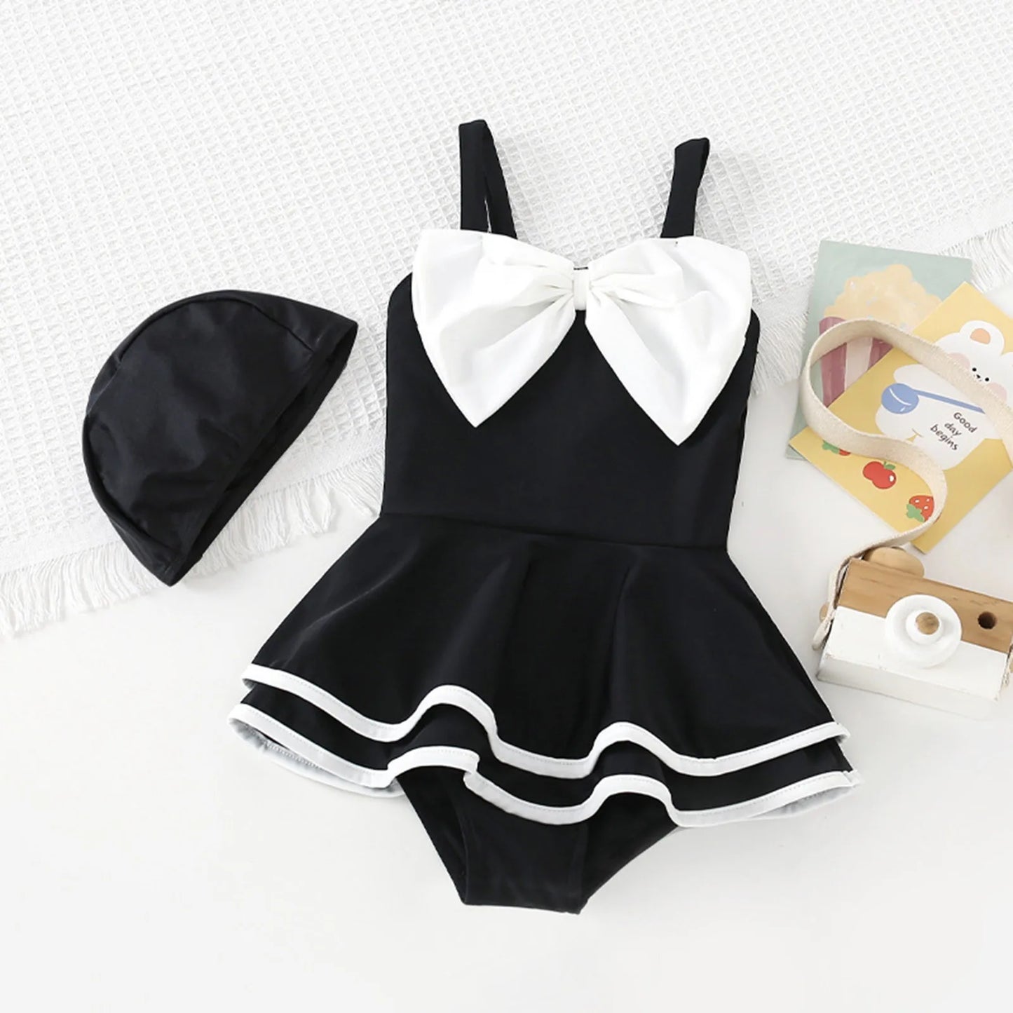 Cute Baby Girl Swimsuit Set – Toddler Bathing Suit with Hat - Haven's Heaven Boutique