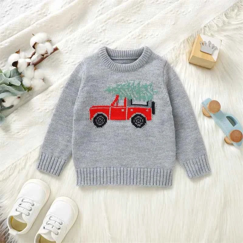 Toddler Baby Christmas Sweater – Unisex Knitted Long Sleeve Crewneck Pullover (6M–3T)