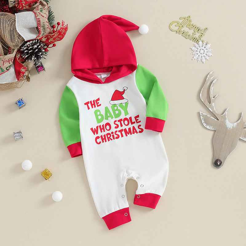 My First Christmas Romper Hoodie Jumpsuit – Baby Christmas Outfit 0-18M