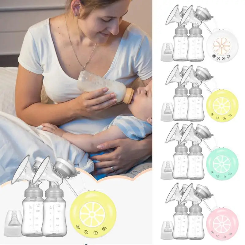Electric Breastfeeding Pump – Portable Double Milk Extraction Pump with 2 Bottles & Multiple Modes for Home Use - Haven's Heaven Boutique