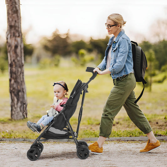 Lightweight Folding Baby Stroller – 4-Wheel High Landscape Seat, Sit or Lie Down