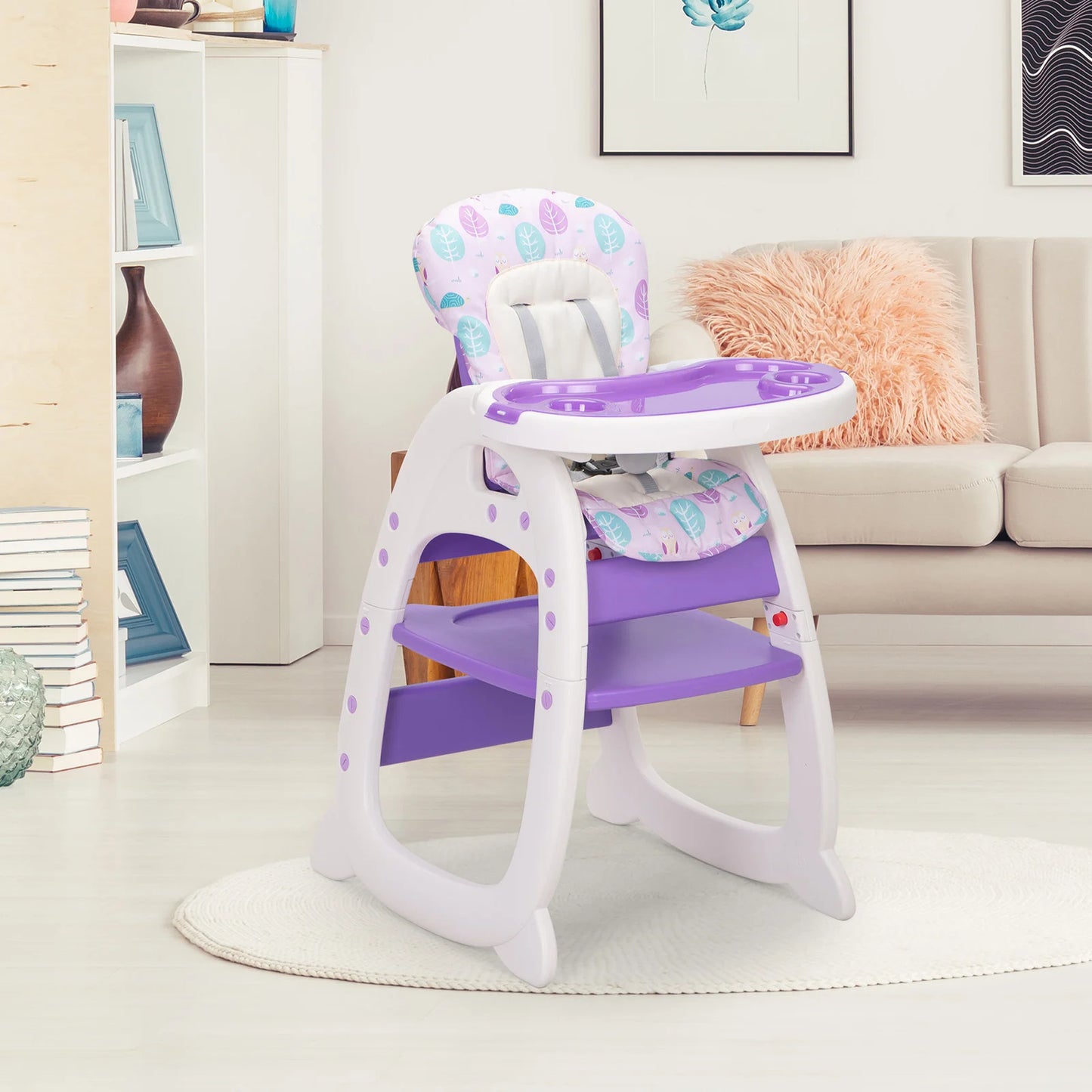 3-in-1 Convertible Baby High Chair with Booster Seat, Feeding Tray & Toddler Table Chair Set – Adjustable Backrest, Safety Belt, Easy Clean