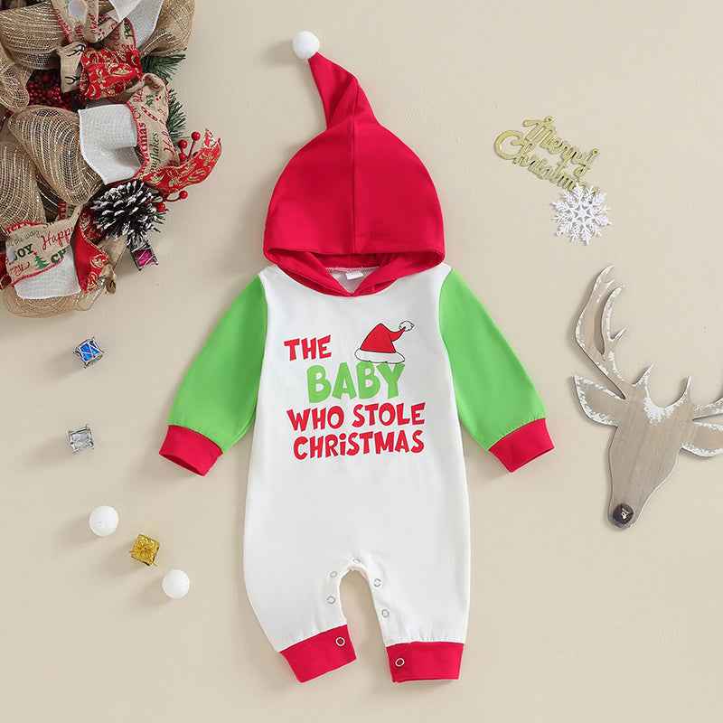 My First Christmas Romper Hoodie Jumpsuit – Baby Christmas Outfit 0-18M