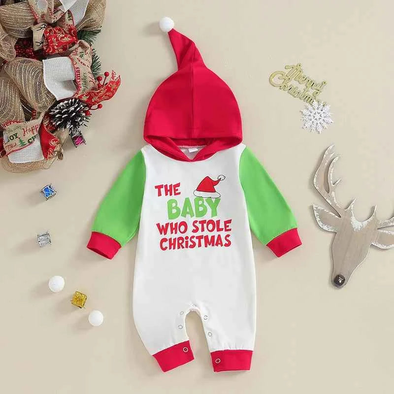 My First Christmas Romper Hoodie Jumpsuit – Baby Christmas Outfit 0-18M