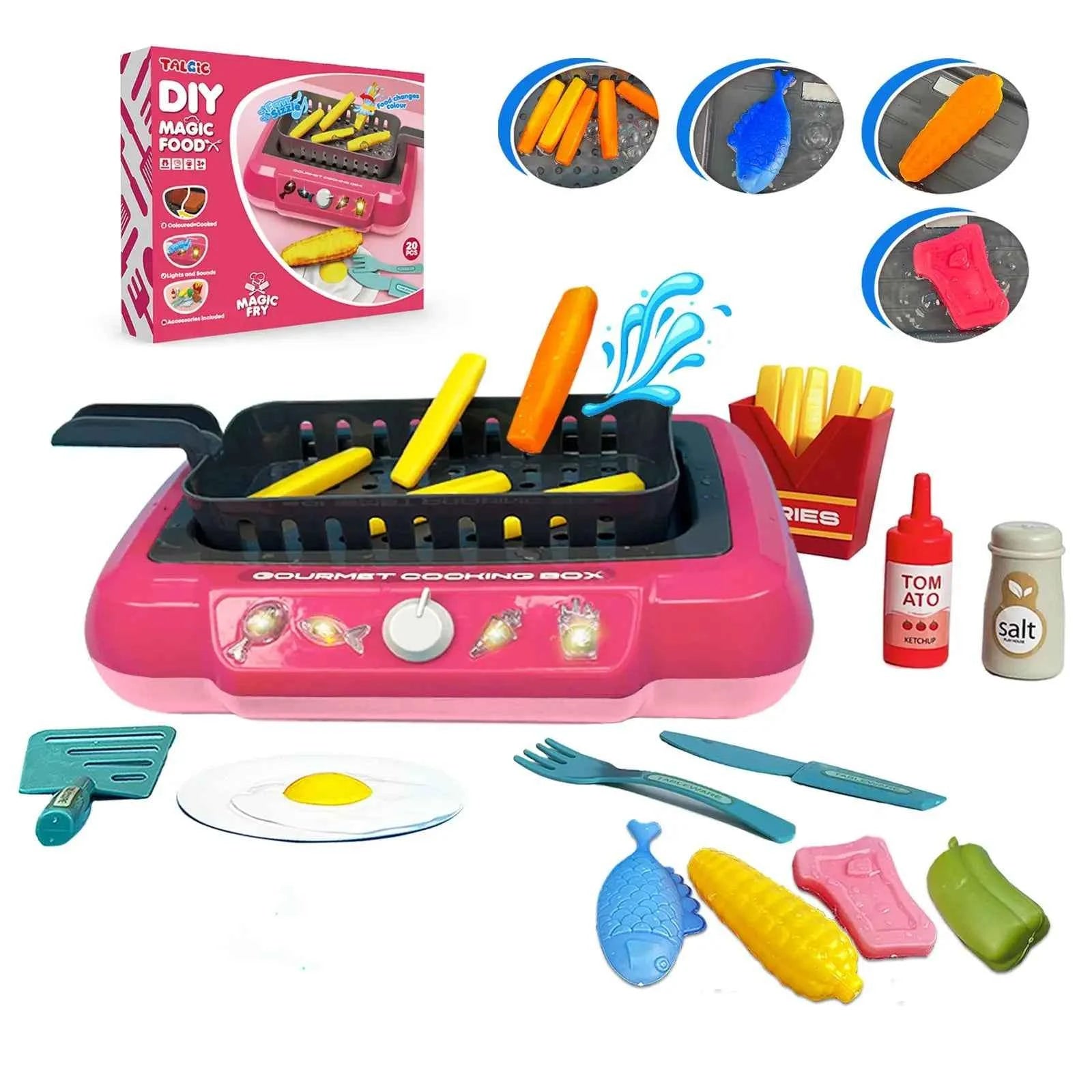 Color Changing Kids Food Fryer Pretend Play Toys for kids 3 - Gourmet Cooking Box toys