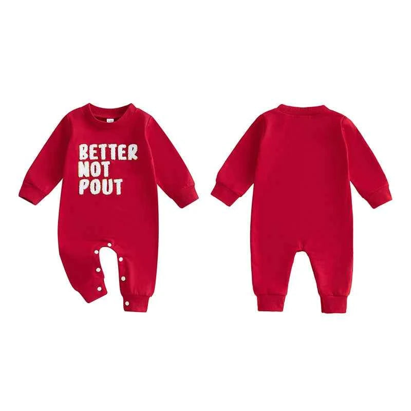 Christmas Infant Baby Jumpsuit – Letter Embroidered Long Sleeve Romper (0-18M)
