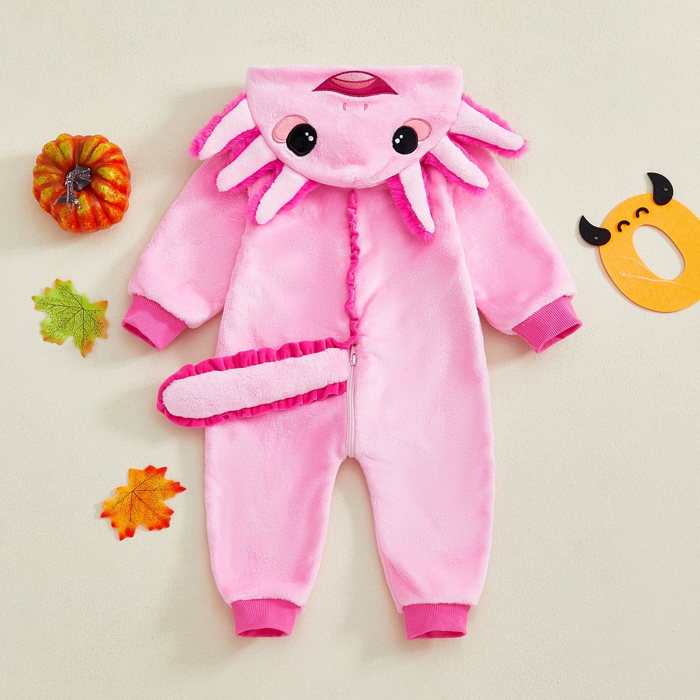 Toddler Baby Axolotl Onesie – Cute Zip-Up Hooded Costume Romper
