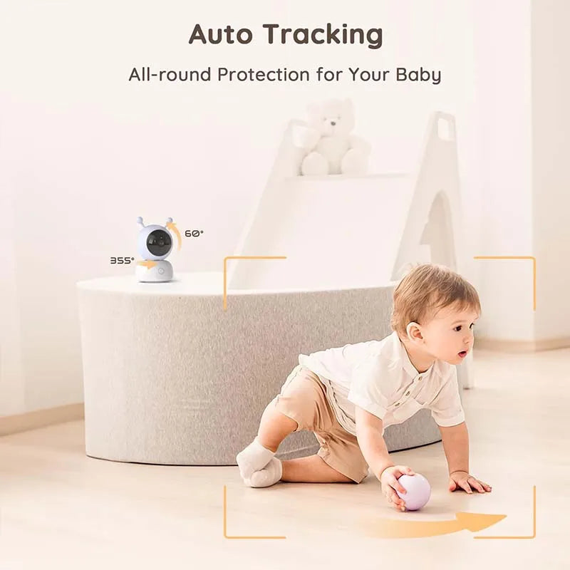 Baby Monitor with Camera – 5" Screen, WiFi Video Monitor with Two-Way Talk, Motion & Cry Detection, Auto Tracking, Night Vision by BOIFUN 2K