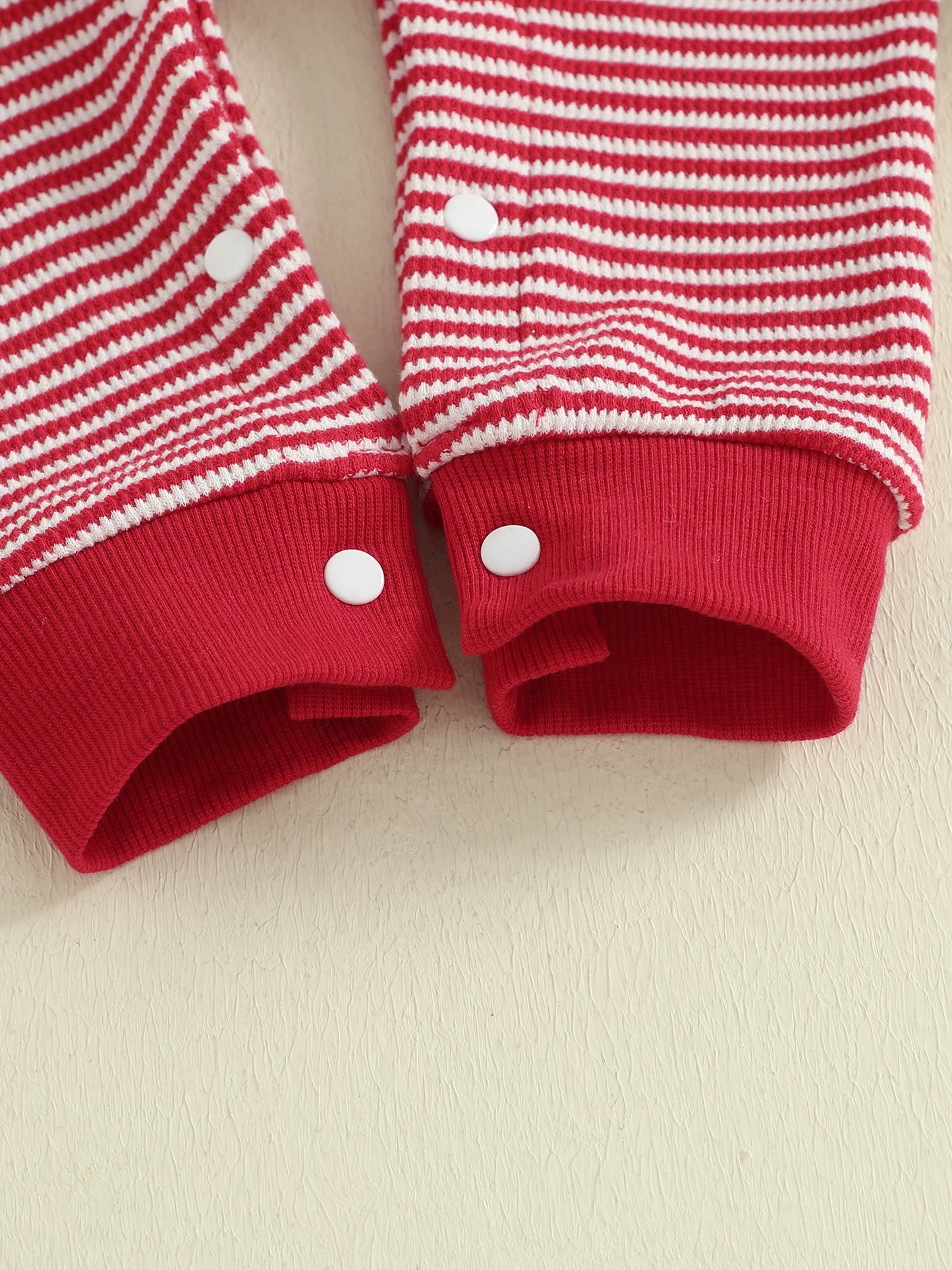 Christmas Jumpsuit – Gingerbread Man Embroidered Long Sleeve Striped Romper