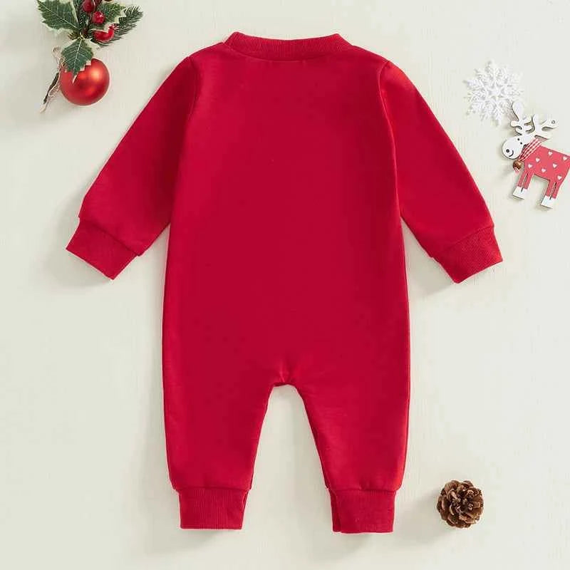 Christmas Infant Baby Jumpsuit – Letter Embroidered Long Sleeve Romper (0-18M)