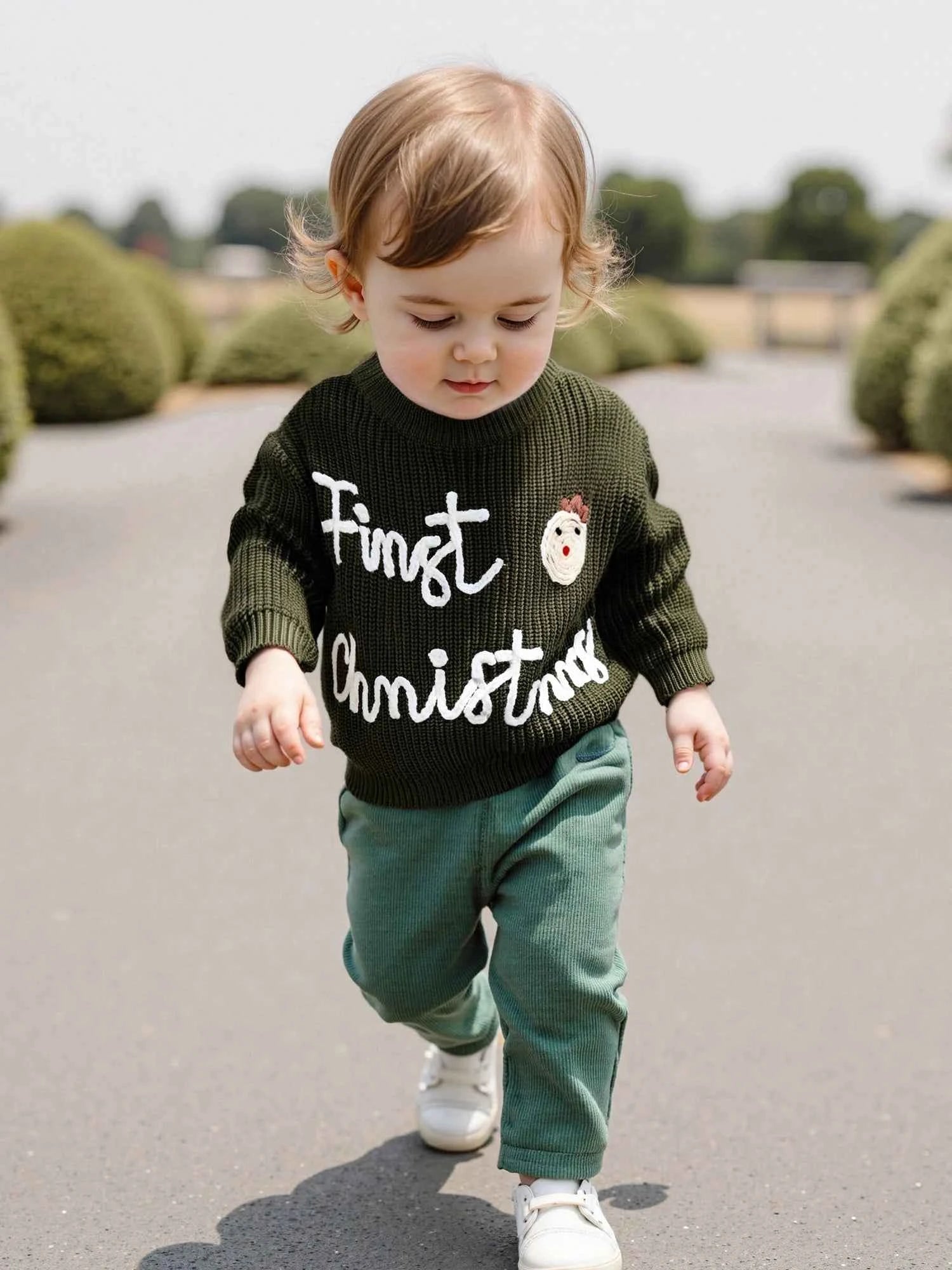 Infant Christmas Sweater – Long Sleeve Crew Neck Elk Letter Knit Pullover for Winter