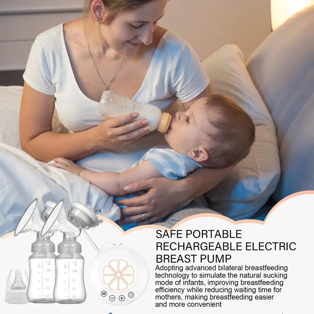 Electric Breastfeeding Pump – Portable Double Milk Extraction Pump with 2 Bottles & Multiple Modes for Home Use - Haven's Heaven Boutique