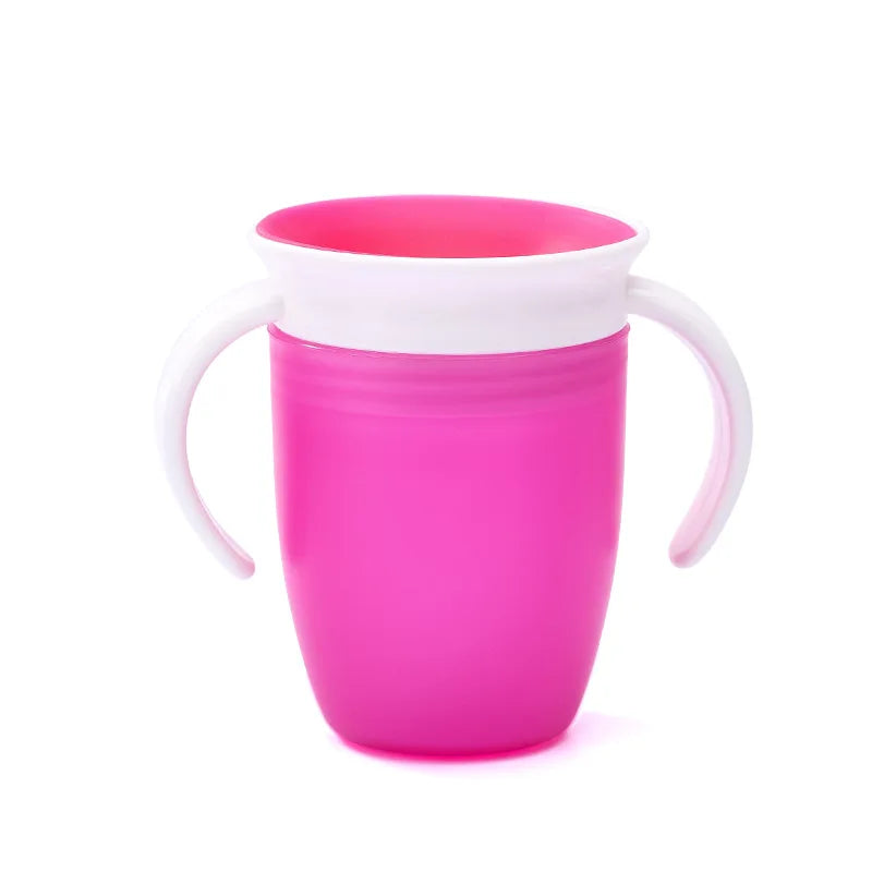 360° Rotatable Baby Drinking Cup – Leakproof Silicone Bottle with Double Handles & Flip Lid