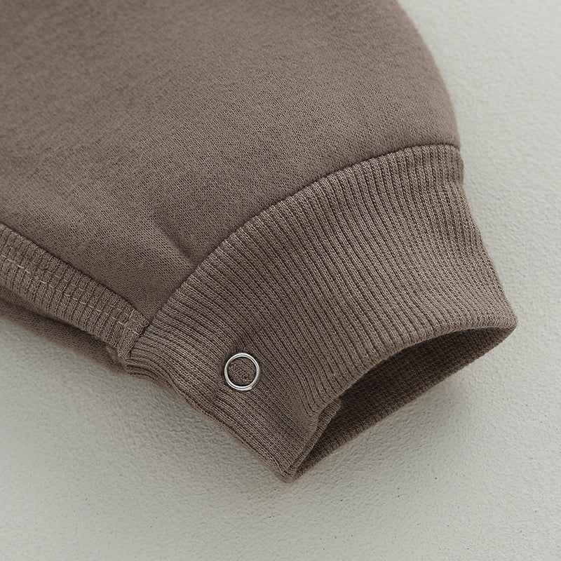 Baby Letter Embroidered "Little Dude" Jumpsuit – Long Sleeve Footless Romper (0–18M)