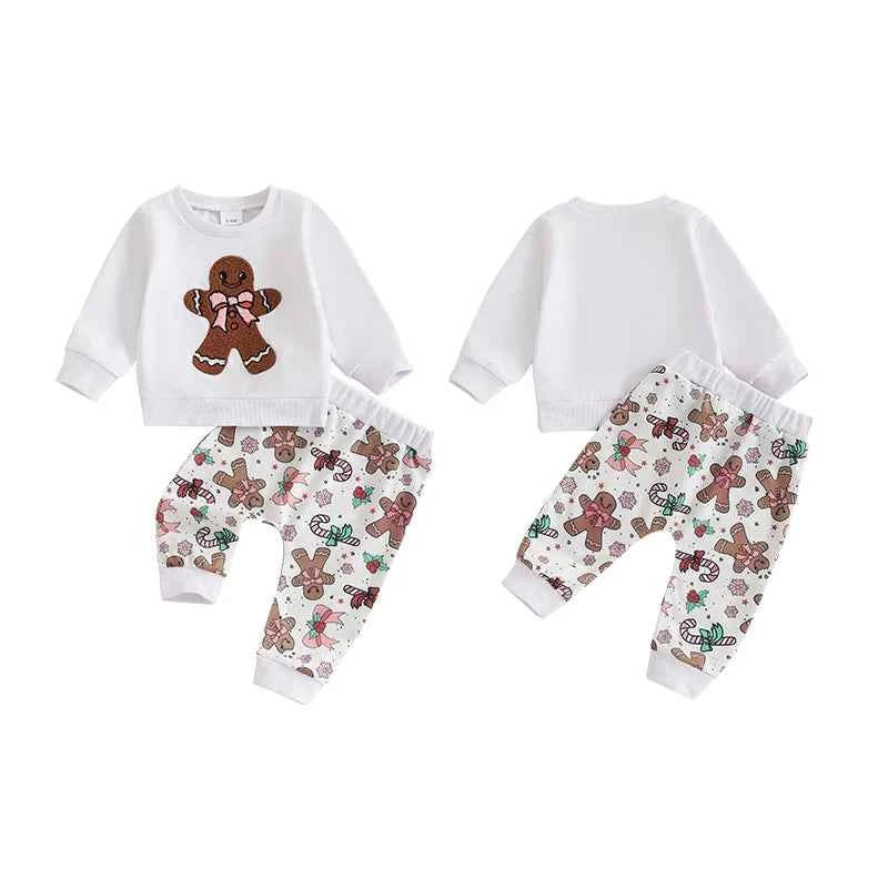 Toddler Christmas Outfit – Sweatshirt & Gingerbread Pants Set