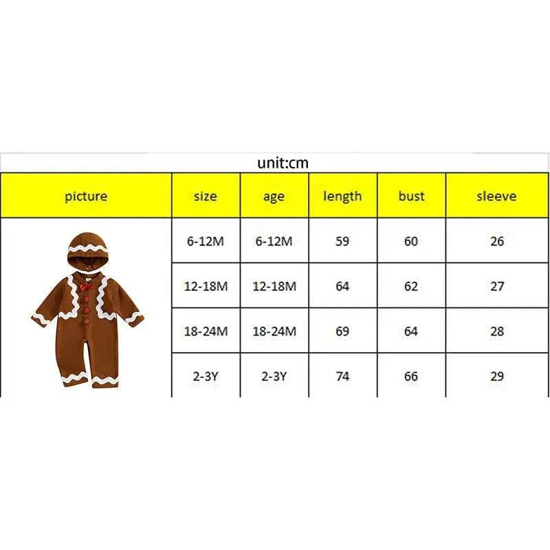 Baby Christmas Jumpsuit – Long Sleeve Crewneck Gingerbread Man Romper with Hat