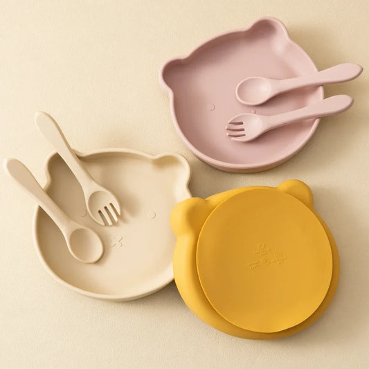 Silicone Baby Feeding Set – BPA-Free Suction Plate, Bowl, Spoon & Fork | Toddler Tableware for Self-Feeding