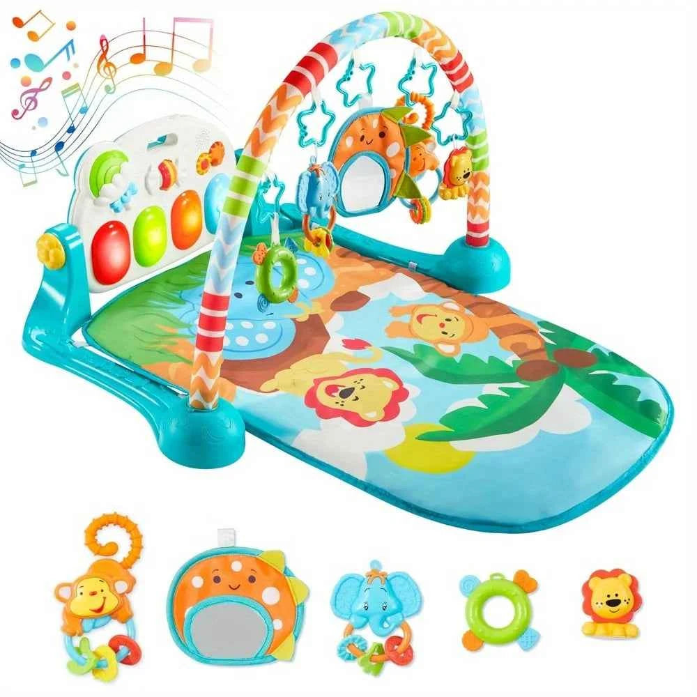 Baby Tummy Time Play Mat with Piano & Toys – Musical Activity Gym for Infants 0–12 Months